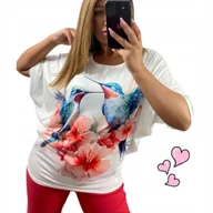 Bluzki damskie - SWETERKOWA BLUZKA DAMSKA koliber nietoperz luźna wygodna tunika 40 42 L - miniaturka - grafika 1