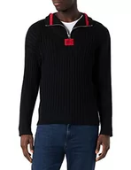 Swetry męskie - HUGO Sweter męski SIB Knitted_Sweater, czarny (Black1), XL - miniaturka - grafika 1