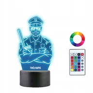 Lampy stojące - Lampka Nocna 3D LED Policjant Policja Prezent - miniaturka - grafika 1