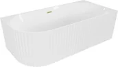 Wanny - Mexen Gia wanna wolnostojąca narożna ryflowana prawa 170 x 80 cm, biała połysk, przelew złoty szczotkowany - 52701708000P-55 - miniaturka - grafika 1
