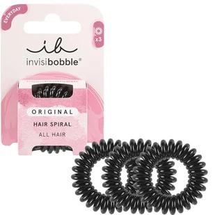 Invisibobble czarne spiralne gumki do włosów True Black Original x3 - Gumka do włosów przeciwzmarszczkowych - Czarne gumki do włosów dla kobiet - Ozdoby do włosów - miniaturka - grafika 1