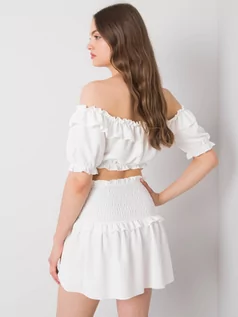 Spódnice - Spódnica z falbaną biały casual długość mini - grafika 1