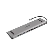 Huby USB - Sitecom CN-389 USB-C Multiport Pro stacja dokująca | USB-C na 3 x USB 3.1 + 2x HDMI + 1x VGA + 1x Gigabit LAN + 1 x czytnik kart SD / Micr-SD + 1 port audio 3,5 mm + 1 x zasilacz USB-C 100 W CN-389 - miniaturka - grafika 1