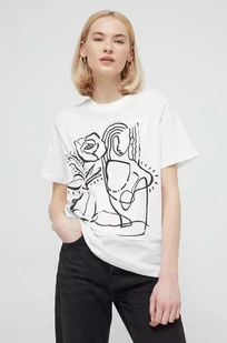 Desigual t-shirt bawełniany damski kolor biały - Koszulki sportowe damskie - miniaturka - grafika 1