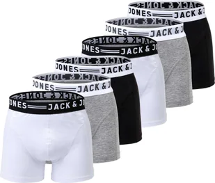 JACK&JONES bokserki męskie, zestaw 6 sztuk - SENSE TRUNKS, elastyczna bawełna czarny/szary/biały M - Majtki męskie - miniaturka - grafika 1