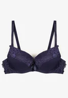 Biustonosze - Granatowy Biustonosz Push Up z Koronkowym Wzorem Lanovinea - Born2be - miniaturka - grafika 1