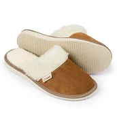 Kapcie damskie - Kapcie Damskie Pantofle Domowe Ciepłe Laczki Góralskie Wełna Brązowe - miniaturka - grafika 1