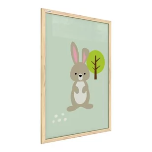 Obraz pastelowy Zajączek Staś 60x40cm w ramie drewnianej naturalnej - Obrazy i zdjęcia na płótnie - miniaturka - grafika 1