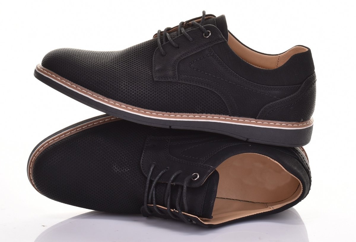 PÓŁBUTY MĘSKIE ELEGANCKIE WYGODNE BUTY WIZYTOWE KLASYCZNE CZARNE