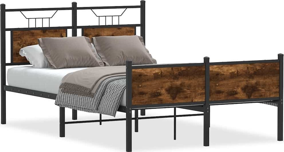 Łóżko bez materaca, przydymiony dąb, 120x200 cm