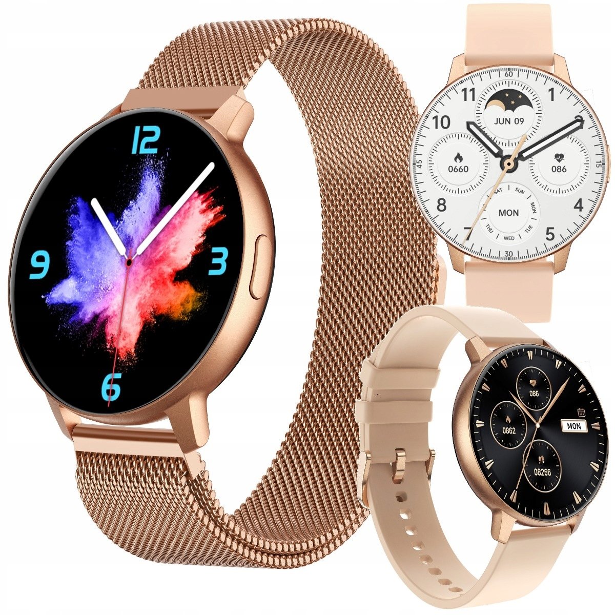 Smartwatch Sportowy Zegarek Damski Zestaw Dwie Solidne Opaski