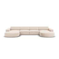 Narożniki - Beżowa aksamitna sofa narożna (w kształcie litery U) Jodie - Micadoni Home - miniaturka - grafika 1
