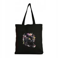 Torby i wózki na zakupy - Eko Torba na ramię Na Zakupy Shopper Torebka Kot kotek boho akwarela kwiaty - miniaturka - grafika 1