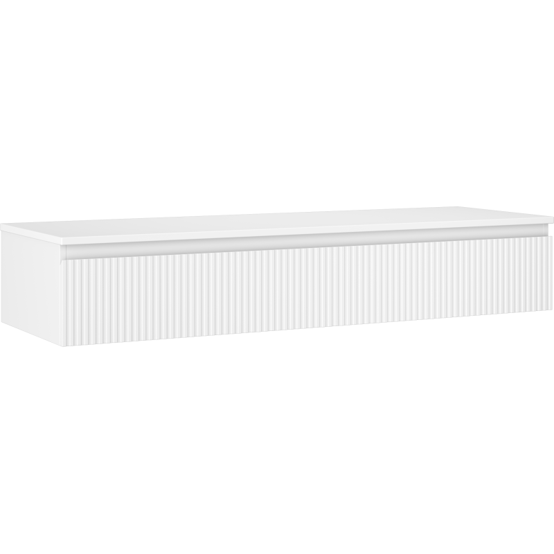 Mexen Rivel szafka łazienkowa podumywalkowa 140 cm z blatem, 1 szuflada, ryflowana , biała mat - 91A20-14023-1-BFC01