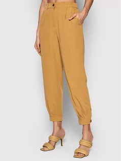 Spodnie damskie - Sisley Spodnie materiałowe 4KVXLF00C Brązowy Relaxed Fit - grafika 1