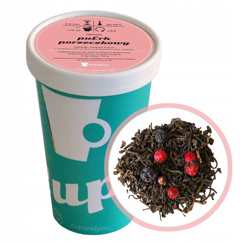 Herbata czerwona pu-erh PORZECZKOWY sypana czarna i czerwona porzeczka 150g - herbata liściasta sypana mieszanka napar susz