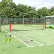 Tenis ziemny - vidaXL Siatka do tenisa, czarno-czerwona, 500x100x87 cm, poliester - miniaturka - grafika 1