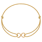 Bransoletki - Bransoletka z nieskończonością ze złota próby 585 na grubym złotym sznurku premium - miniaturka - grafika 1