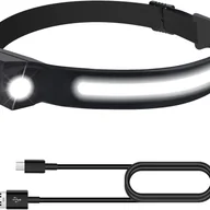 Latarki - Latarka czołowa LED, ładowana przez USB, wodoodporna, COB, 5 trybów pracy, odpowiednia do biegania, biwakowania, jazdy na rowerze, używania w kasku i - miniaturka - grafika 1