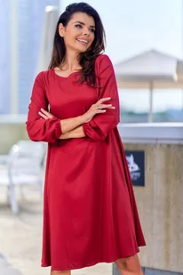 Sukienka z Asymetrycznym Dołem - Bordowa - Sukienki - miniaturka - grafika 1