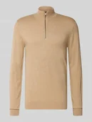 Swetry męskie - Bluza z kołnierzem z mieszanki bawełny z efektem dzianiny - miniaturka - grafika 1