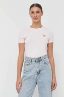 Koszulki sportowe damskie - Guess t-shirt damski kolor różowy - miniaturka - grafika 1