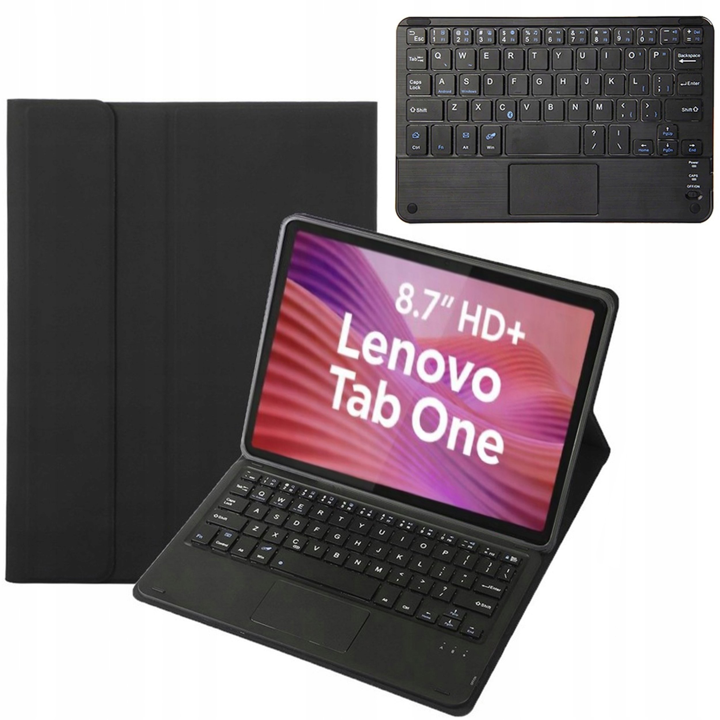 4kom.pl Etui z klawiaturą do Lenovo Tab One TB305FU - ochronne z podstawką, dostęp do portów i przycisków