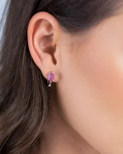 Komplet srebrny z naturalnymi rubinami subtelny - kolczyki z zawieszką - Zestawy biżuterii dla kobiet - miniaturka - grafika 1