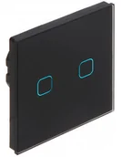 Wyłączniki światła i elektryczne - Maclean Włącznik dotykowy światła Maclean MCE703B podwójny, szklany, czarny z kwadratowym przyciskiem wymiary 86x86mm, z podświetleniem - miniaturka - grafika 1