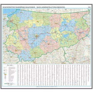 Województwo warmińsko-mazurskie mapa ścienna na podkładzie do wpinania - pinboard, 1:200 000, ArtGlob - Mały naukowiec - miniaturka - grafika 1
