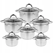 Zestawy garnków i patelni - ZESTAW GARNKÓW STAL NIERDZEWNA 12 ELEMENTÓW INDUKCJA - miniaturka - grafika 1