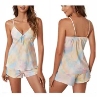 Piżamy damskie - Piżama satynowa spodenki top dwuczęściowa - S - miniaturka - grafika 1