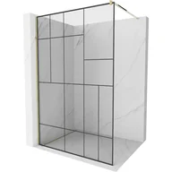 Ścianki i drzwi prysznicowe - Mexen Kioto ścianka prysznicowa 130 x 200 cm, transparent/czarny wzór 8 mm, złota - miniaturka - grafika 1