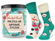 Skarpetki męskie - Świąteczne Skarpety Bałwanek W Szklanym Słoiku Z Etykietą Na Życzenia 39-42 - miniaturka - grafika 1