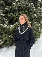 Apaszki i szaliki damskie - Mira szal chusta z baby alpaki z ozdobną ramką alpaka & merino handmade - miniaturka - grafika 1