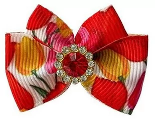 Kokardka Glamour kwiat 4,5cm KGR003 KGR003 - Akcesoria i dodatki do ubrań dla dzieci - miniaturka - grafika 1