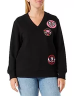 Bluzy damskie - Love Moschino Damska bluza z długim rękawem Comfort Fit V-Neck, czarny, 38 - miniaturka - grafika 1