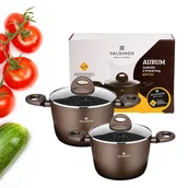 Zestawy garnków i patelni - Zestaw garnków z powłoką nieprzywierającą Valdinox Aurum 4 el. indukcja gaz - miniaturka - grafika 1