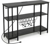 Butelki termiczne - KOMFOTTEU Stojak na wino z gniazdami na 15 butelek i uchwytem na kieliszki, wolnostojący stojak na butelki, wielofunkcyjny stojak kuchenny 113 x 35 x 85 cm (szary) - miniaturka - grafika 1