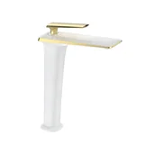 Baterie umywalkowe - Mexen Purus bateria umywalkowa wysoka, biała/złota - 745810-25 - miniaturka - grafika 1