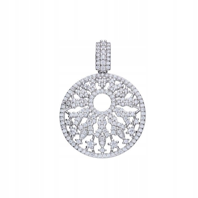 Zawieszka Ażurowa Srebro 925 Rodowana Cyrkonie 26mm 5.64g do łańcuszka