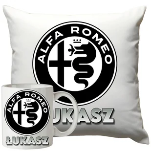 Kubek Poduszka Alfa Romeo 330ml 40x40cm z Napisem Zestaw Motoryzacyjny - Gadżety dla niej i dla niego - miniaturka - grafika 1
