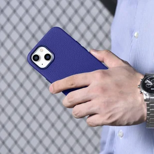 iCarer Litchi Premium Leather Case skórzane etui iPhone 14 magnetyczne z MagSafe ciemnoniebieski (WMI14220709-DB) - Etui i futerały do telefonów - miniaturka - grafika 20