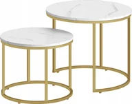 Ławy i stoliki kawowe - Leobert Stolik kawowy okrągły 2szt - marmur / nogi złote - miniaturka - grafika 1