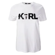 Koszulki i topy damskie - Damska Koszulka z krótkim rękawem KARL LAGERFELD IKONIK 2.0 KARL LOGO T-SHIRT 230W1706-100 – Biały - miniaturka - grafika 1
