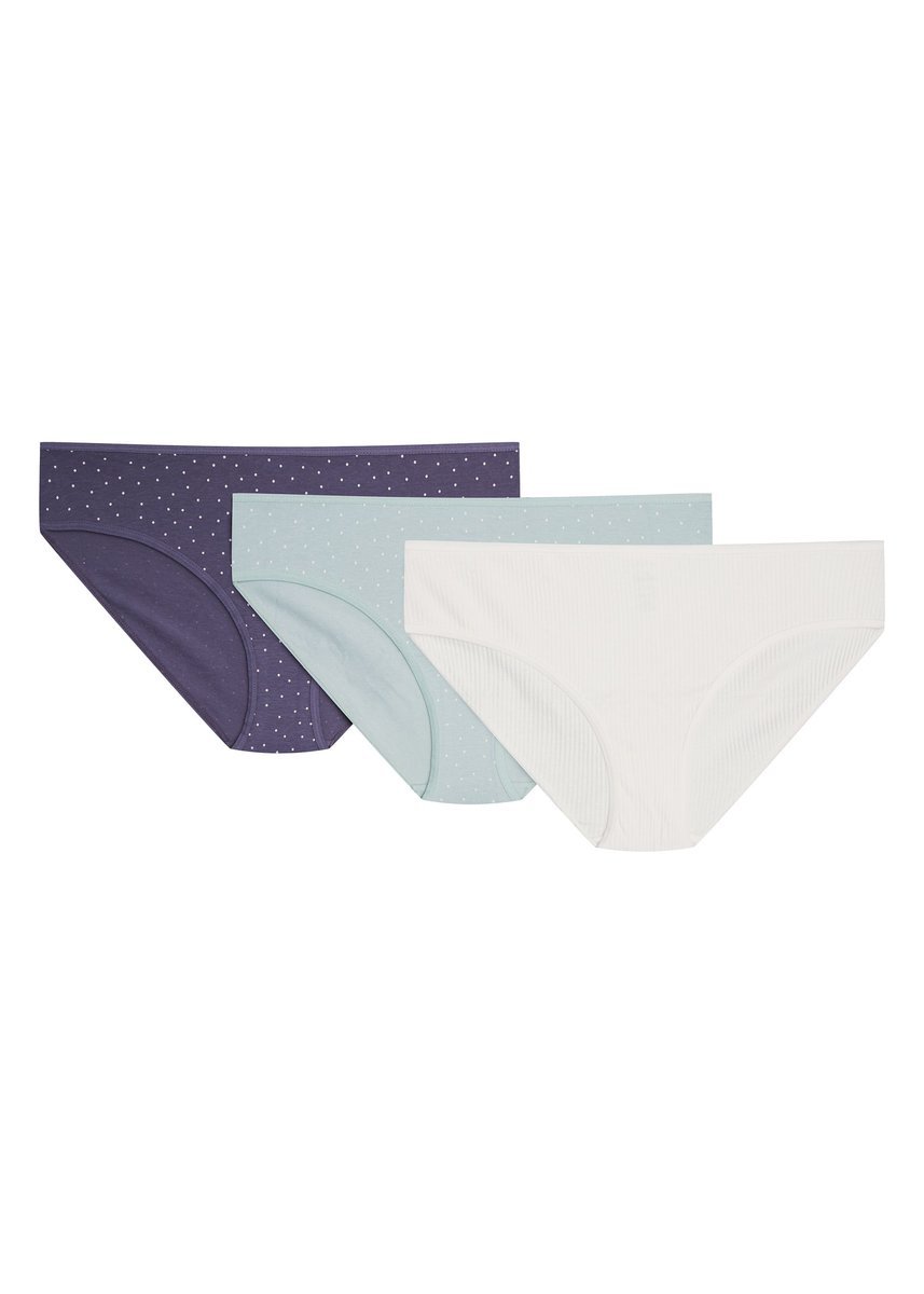 Majtki figi Mia-Mia 3-pak Esotiq fioletowy, miętowy, kremowy L
