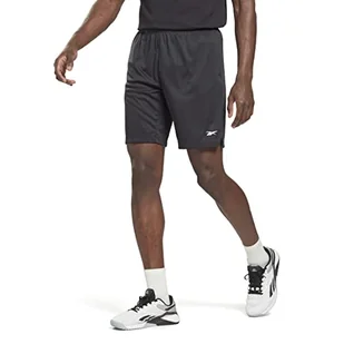 Reebok Męskie szorty z dzianiny, czarne, 2XLL, Nocna czerń, XXL - Spodenki damskie - miniaturka - grafika 1