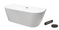 Wanny - Wanna wolnostojąca Besco Vica New 170x80 cm owalna biały połysk klik klak czarny mat WAS -170VNCZ - miniaturka - grafika 1