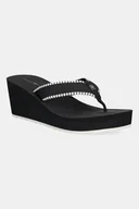 Klapki i japonki damskie - Tommy Hilfiger japonki WEDGE BEACH SANDAL damskie kolor czarny na koturnie FW0FW08738 - miniaturka - grafika 1