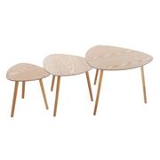 Ławy i stoliki kawowe - Atmosphera Zestaw trzech stolików kawowych z zaokrąglonym blatem połączonym z drewnianymi nogami B07GT4ZDLY - miniaturka - grafika 1